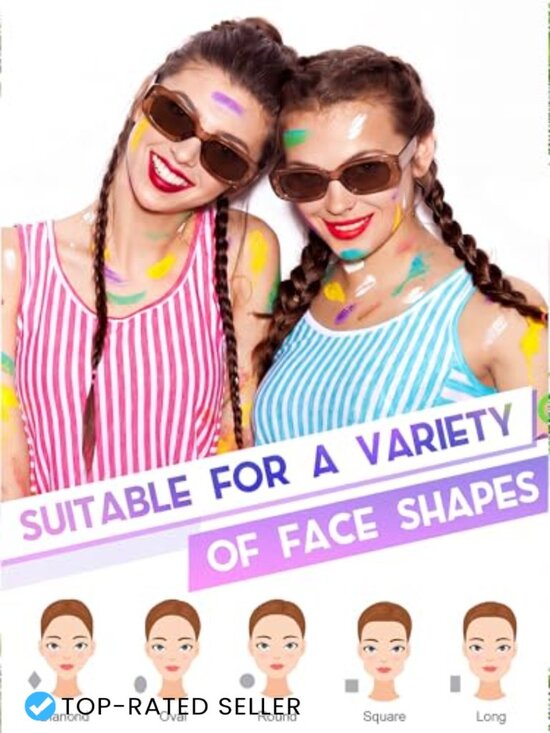 Retro Rectangle Sunglasses Y2k Sun Glasses Square Frame 10 Pack main image 7